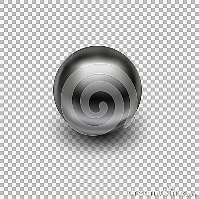 Chrome metal ball realistic isolated on transparent background. Vector Illustration