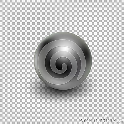 Chrome metal ball realistic isolated on transparent background. Vector Illustration