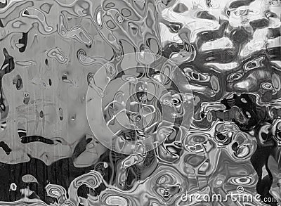 A chrome metal silver surface with liquid mercury effect. Spots and dents with soft edges. Liquid glass. Stock Photo