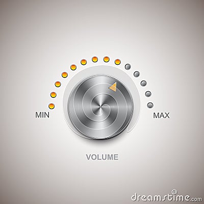 Chrome metal volume knob Vector Illustration