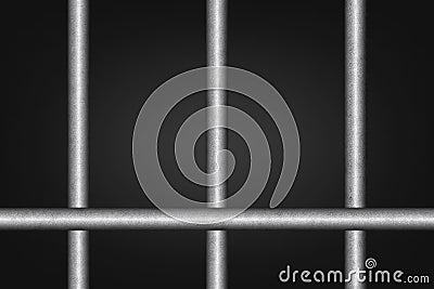 Chrome prison bars on black background Stock Photo