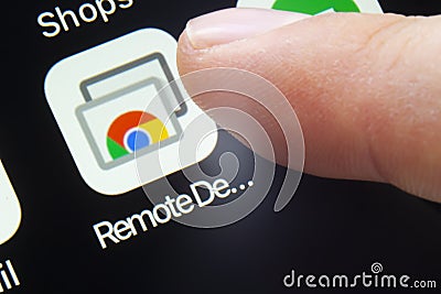 Chrome Remote Desktop is a remote desktop software tool, that allows a user to remotely Editorial Stock Photo