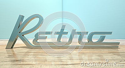 Chrome Retro Text In A Room Stock Photo