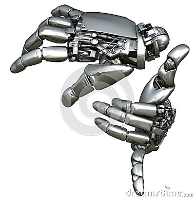 Chrome robotic hands Stock Photo