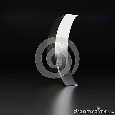 Chrome round brackets symbol. 3D render shiny metal font isolated on black background Stock Photo