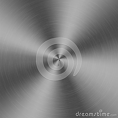 Chrome silver metallic radial gradient with scratches. Titan, steel, chrome, nickel foil surface texture effect. Vector Vector Illustration