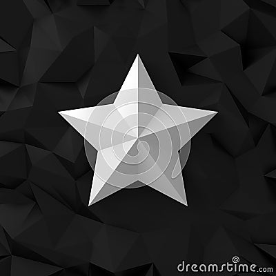 Chrome star on the black Stock Photo