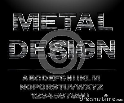 Chrome Steel grid Font Design for typography Vector Illustration