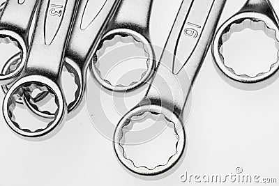 Chrome-Vanadium Wrenches of Different Sizes. Stock Photo