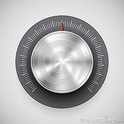 Chrome volume knob (button, music tuner) Vector Illustration