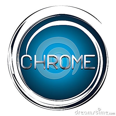 Chrome word on blue button Vector Illustration