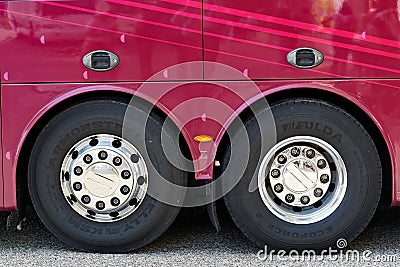 Chromed Bus Wheels Editorial Stock Photo