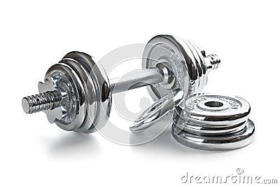 Chromed fitness dumbbell Stock Photo