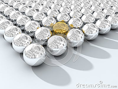 Chromium spheres array Stock Photo