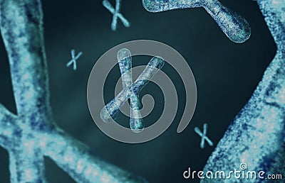 Chromosomes with telomeres on a blue background. illustration. Cartoon Illustration