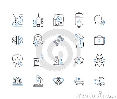 Chronic disease management coaching line icons collection. Wellness, Condition, Support, Coaching, Education, Management Vector Illustration