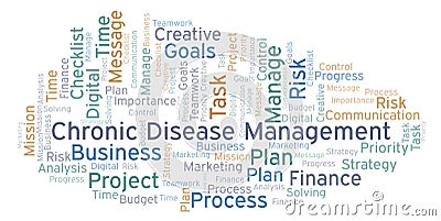 Chronic Disease Management word cloud, made with text only. Stock Photo