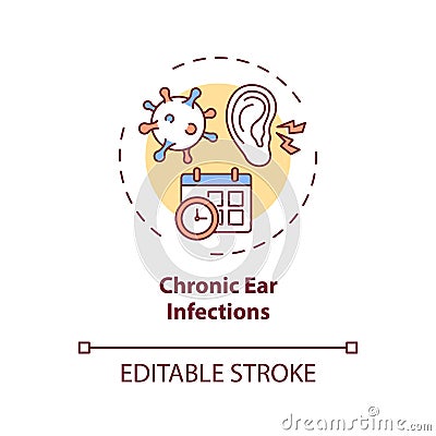 Chronic ear infections concept icon Vector Illustration