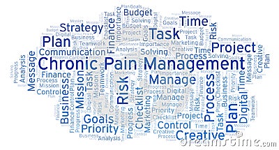 Chronic Pain Management word cloud, made with text only. Stock Photo
