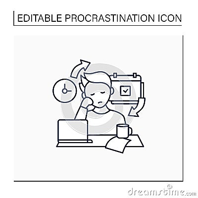 Chronic procrastination line icon Vector Illustration