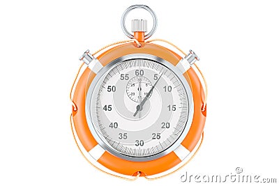 Chronometer and lifebuoy, save time concept. 3D rendering Stock Photo