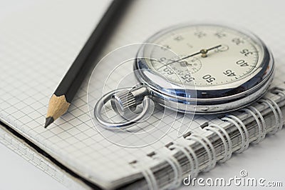 Chronometer and pen Stock Photo