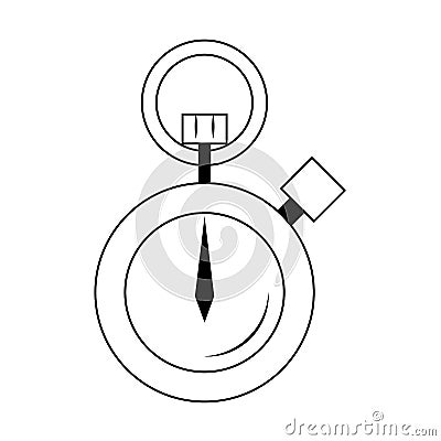 Chronometer time sport clock cartoon in black and white Vector Illustration