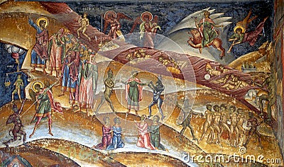 Chrristian purgatory fresco Stock Photo