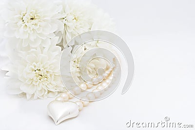 Chrysanteum, heart and pearl Stock Photo