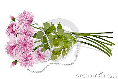 Chrysanthemum and pearl necklace Vector Illustration