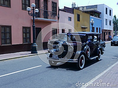 Chrysler 66 four doors exhibited in a show in Lima Editorial Stock Photo