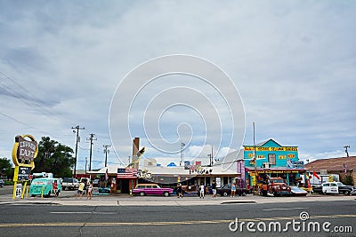 Chrysler Police Car in front of Historic Seligman Sundries Cafe Editorial Stock Photo