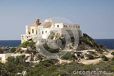 Chrysoskalitissa Monastery, Crete, Greece, Libyan sea on background Stock Photo