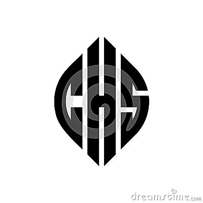 CHS circle letter logo design with circle and ellipse shape. CHS ellipse letters with typographic style. The three initials form a Vector Illustration