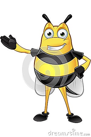 Chubby Bee Character Vector Illustration