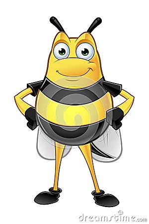 Chubby Bee Character Vector Illustration