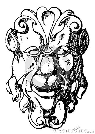 Chubby Grotesque Mask was designed during the German Renaissance, vintage engraving Vector Illustration