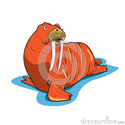 Chubby orange walrus Vector Illustration