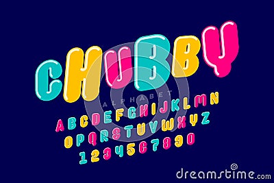 Chubby, playful style font Vector Illustration