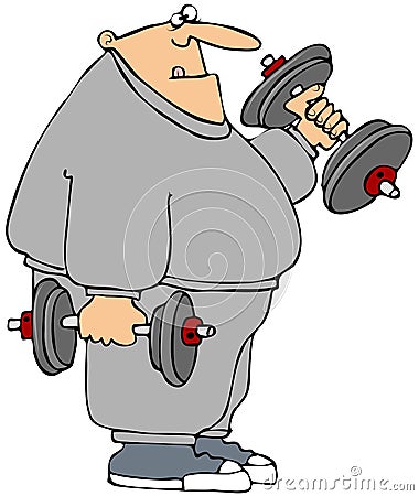 Chubby weightlifter Cartoon Illustration