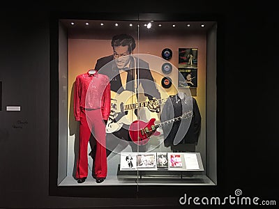 Chuck Berry Guitar and Suit in the National Blues Museum Editorial Stock Photo