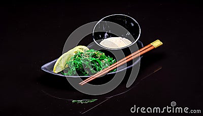 Chuka sarada, asian food, chuka black background. Stock Photo