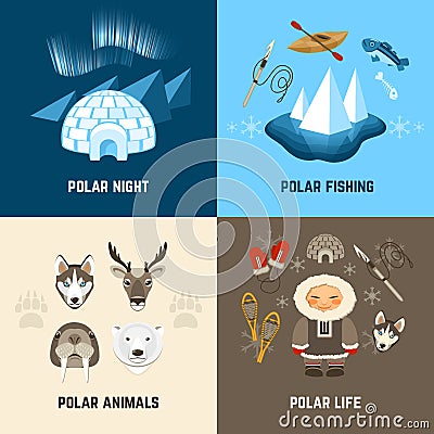 Chukchi Design Concept Set Vector Illustration