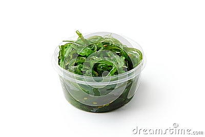 Chukka salad of Japanese seaweeds in plastic container Stock Photo