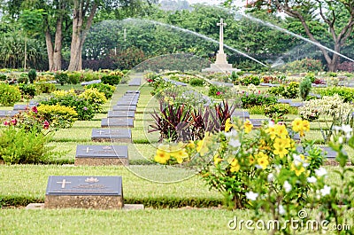 Chungkai War Cemetery, Thailand Editorial Stock Photo