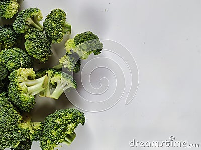 Chunked of broccoli for photography purposes as food background in negative space Stock Photo