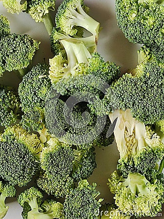 Chunked of broccoli for photography purposes as food background in negative space Stock Photo