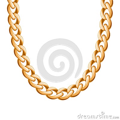 Chunky chain golden metallic necklace or bracelet Vector Illustration