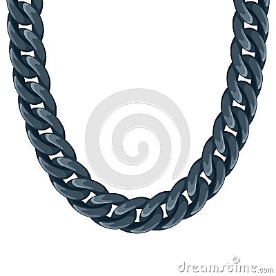 Chunky chain plastic black necklace or bracelet Vector Illustration