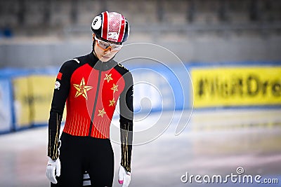 Chunyu Qu of China during the ISU Short Track Speed Skating World Championship Editorial Stock Photo